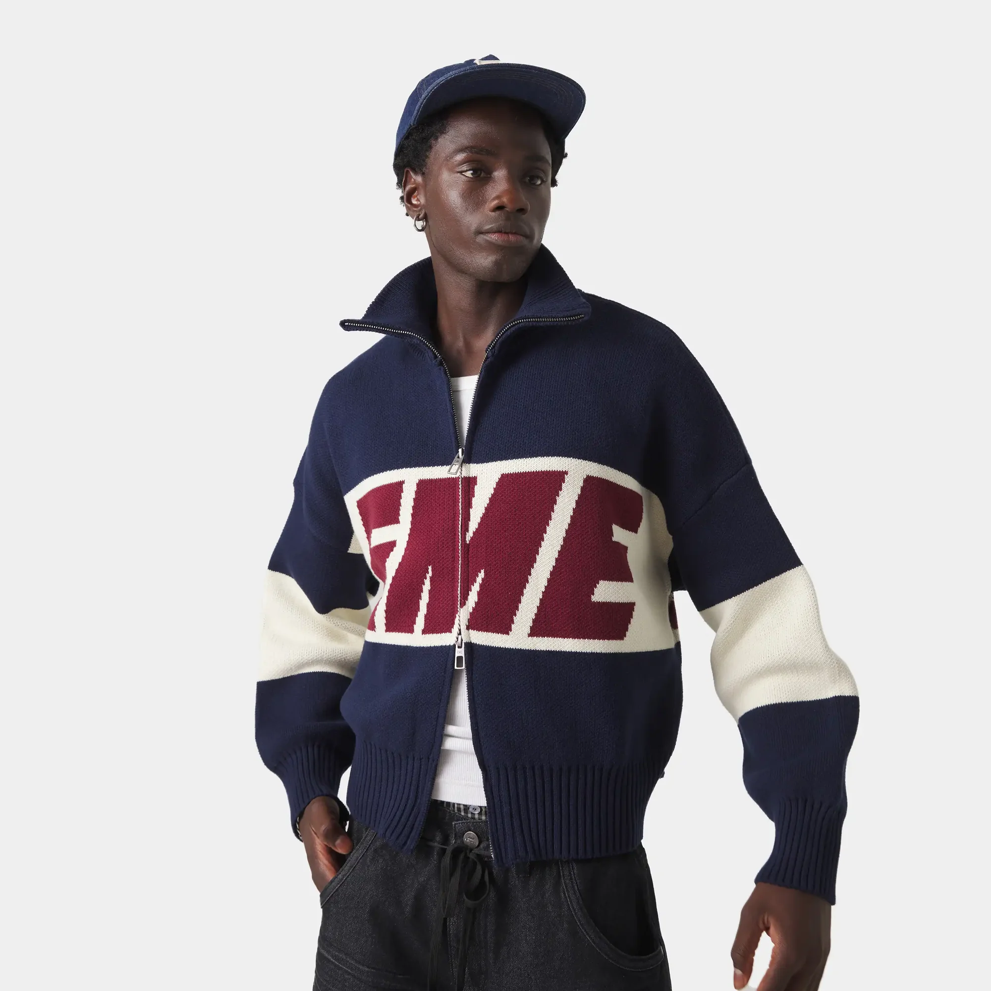 Thrill Navy Zipper Knit — vista 3