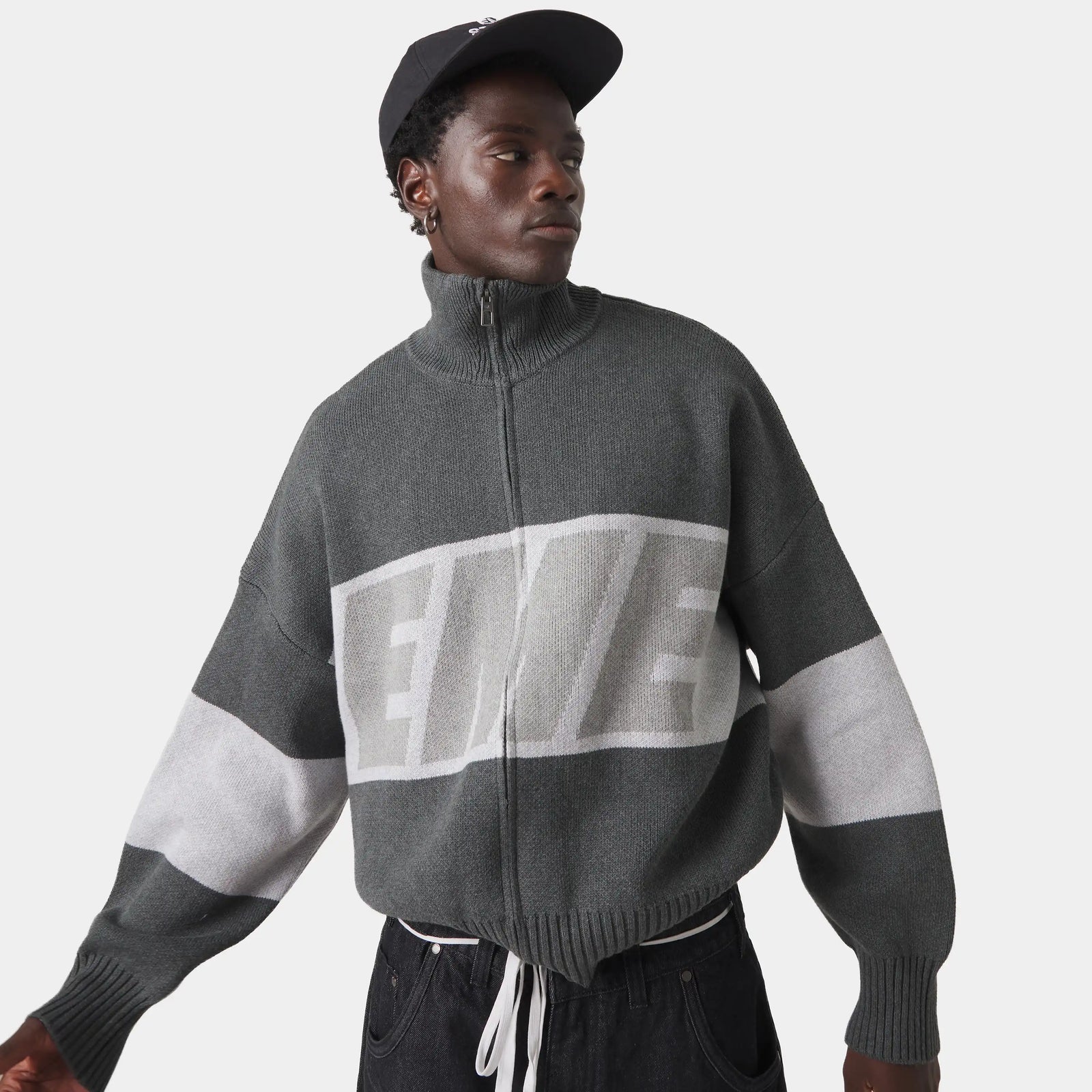 Thrill Grey Zipper Knit — vista 3